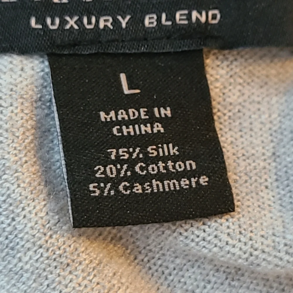 Silk Cotton Cashmere Blend Varsity Collegiate Sweater Men's Large